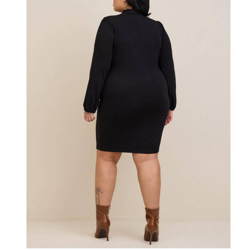 NEW TORRID Dress Plus Size 2X Black Mock Neck Mini Jersey‎ Long Sleeve Bodycon.
